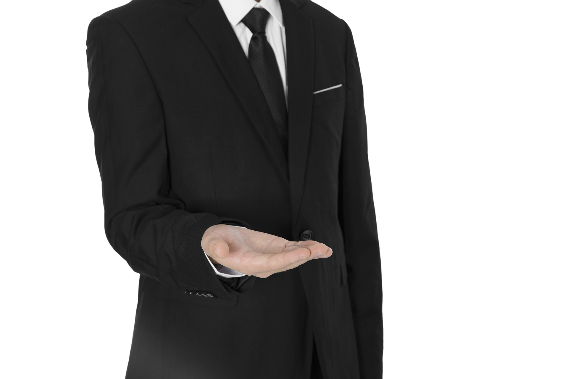 白底商务西装手势人物手势引路手势邀请手势