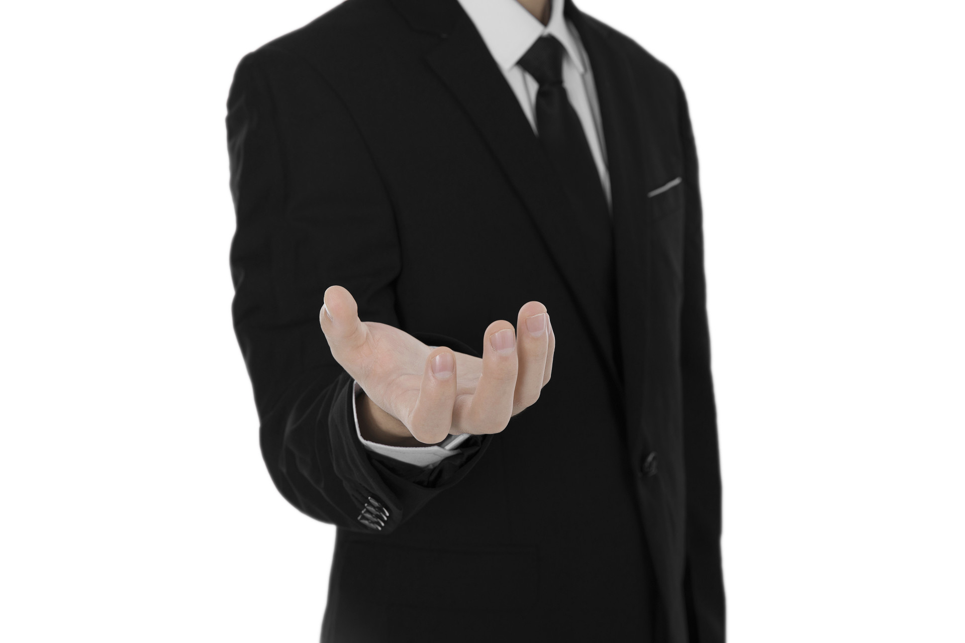 白底商务西装手势人物手势手掌微握