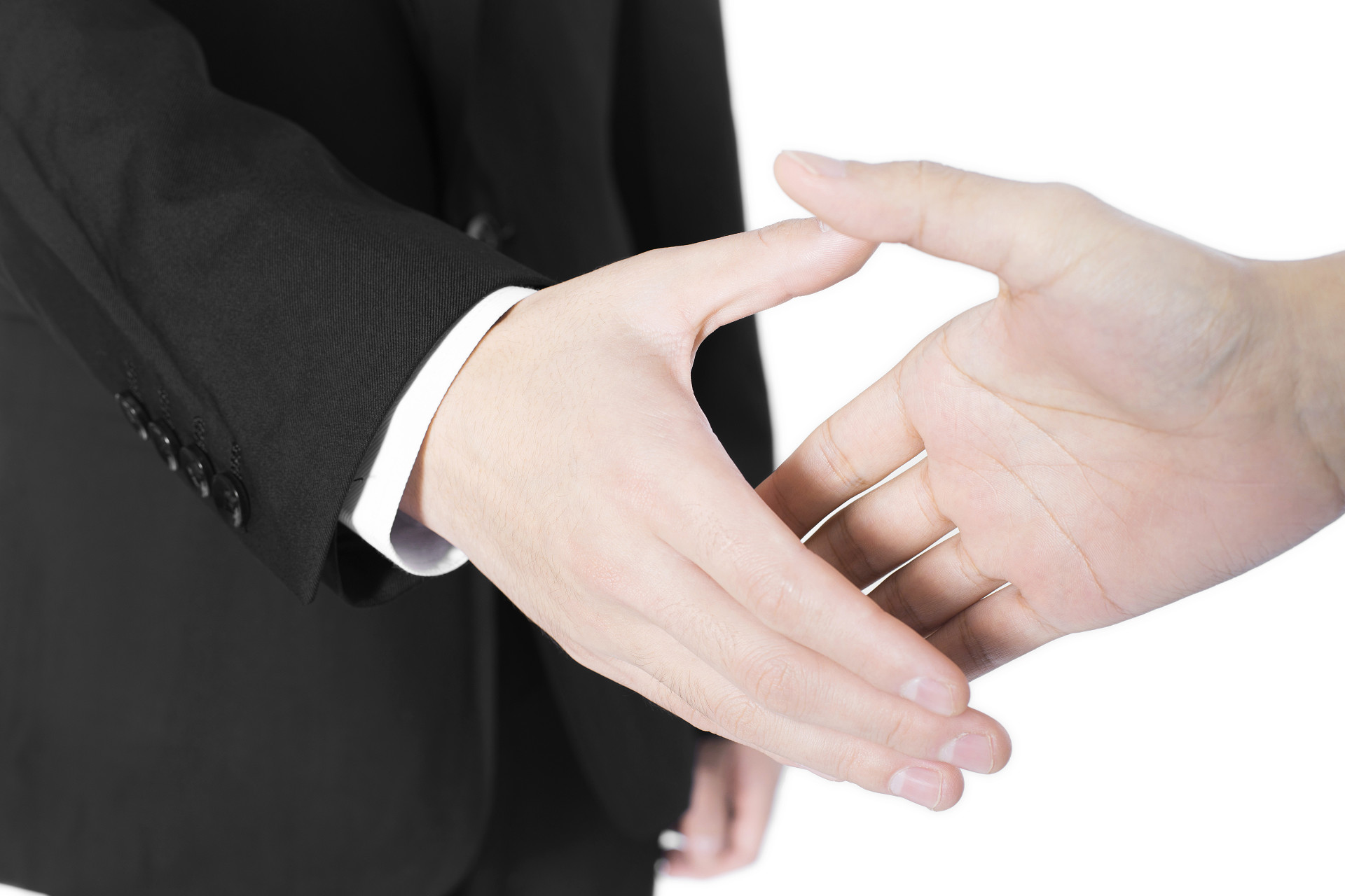 白底西装职场手势人物手势伸手手势成交手势