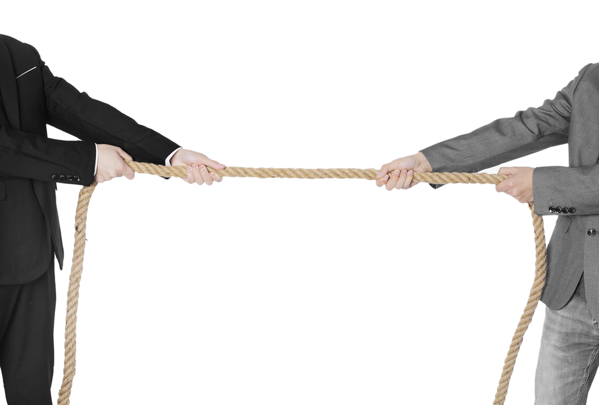 白底西装职场手势人物手势拔河手势职场交锋