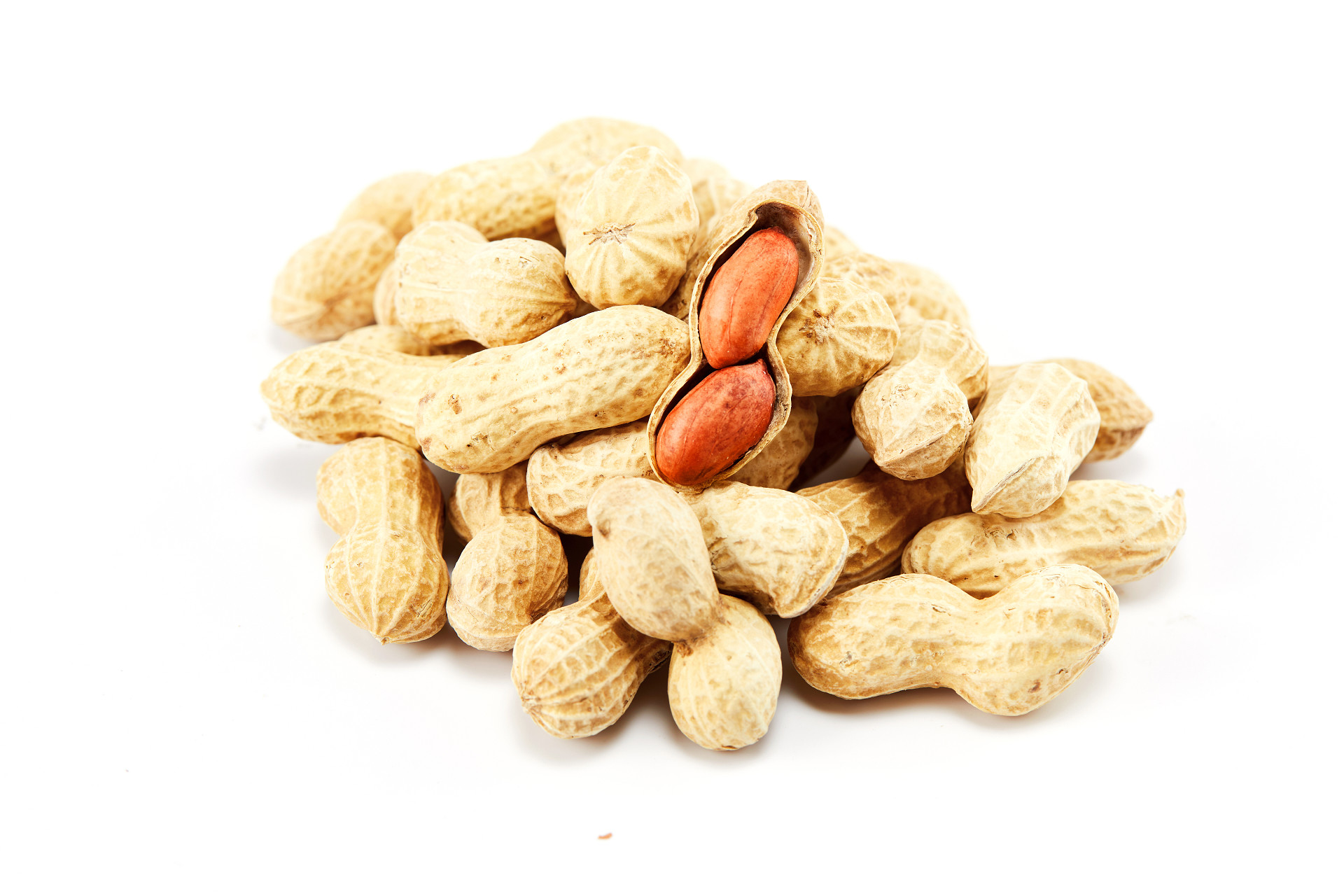 白底花生剥皮花生带壳花生一堆花生散落花生坚果