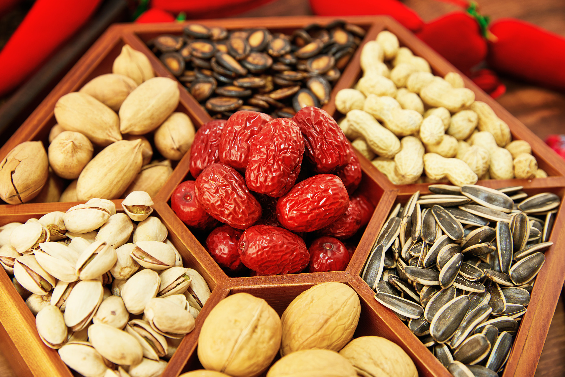 木盒坚果拼盘坚果组合核桃红枣开心果