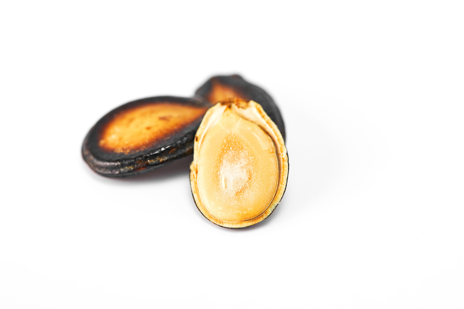 坚果特写白底两粒西瓜子营养坚果黑色瓜子剥开西瓜子坚果