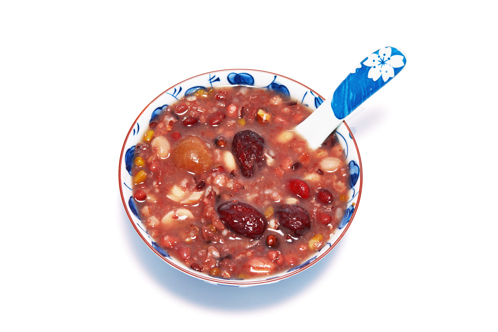 白底勺子瓷碗一碗腊八粥腊八节腊八粥八宝粥