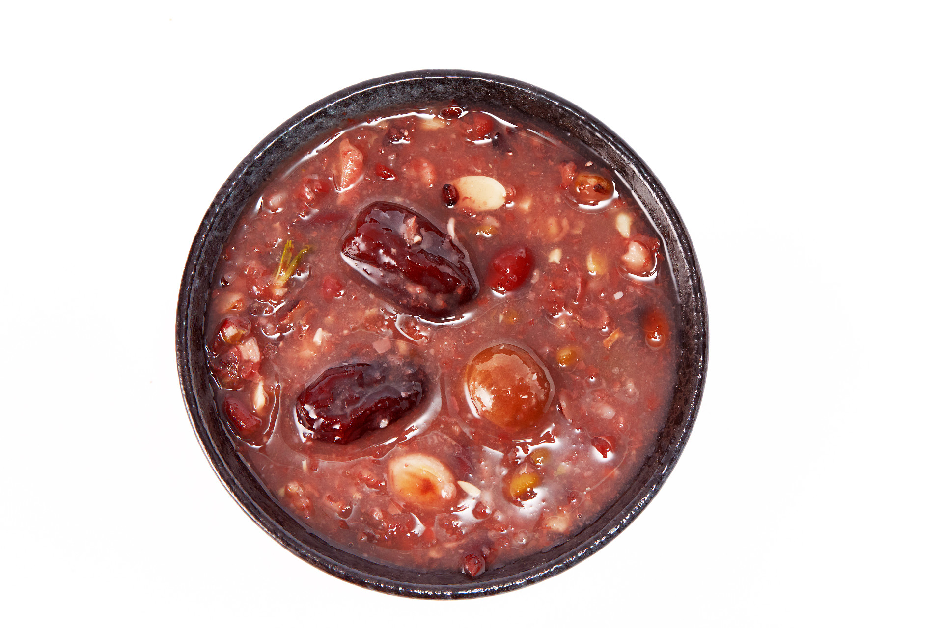 俯视图白底黑碗一碗腊八粥腊八节腊八粥八宝粥