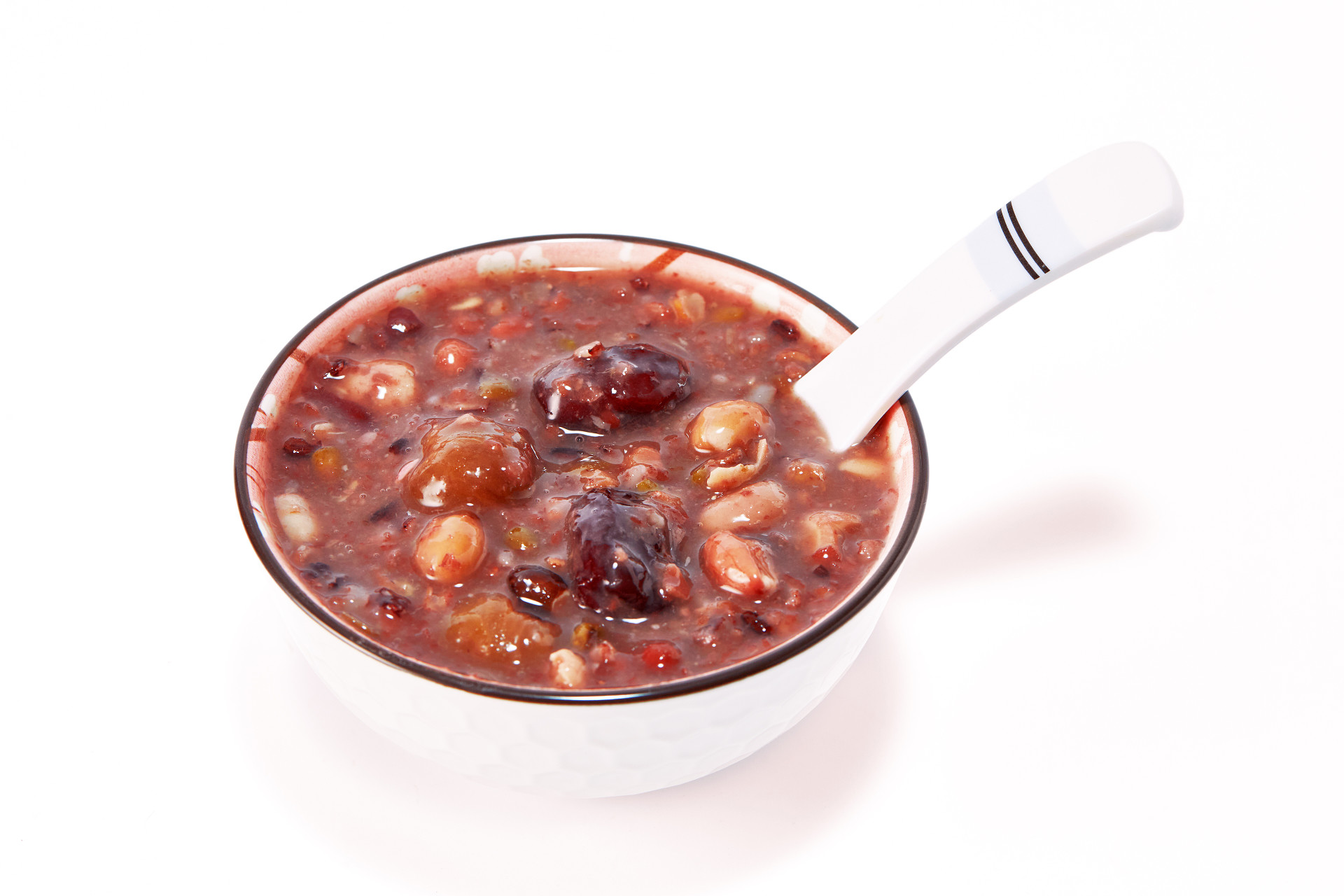 白底瓷碗勺子一碗腊八粥腊八节腊八粥八宝粥