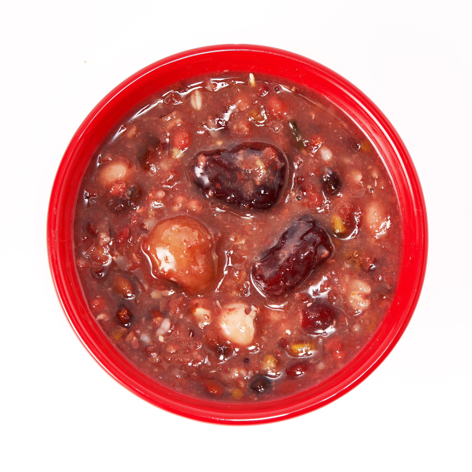 俯视图白底红碗一碗腊八粥腊八节腊八粥八宝粥