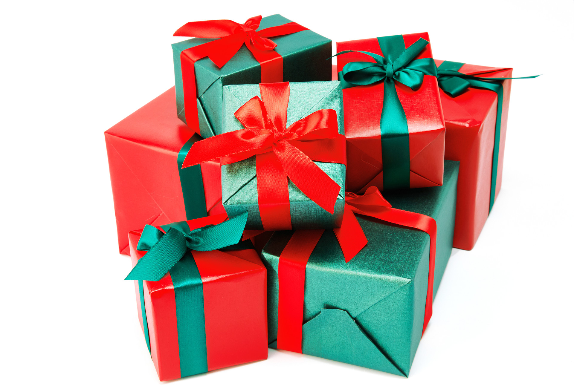 白底绿色礼物盒礼品盒圣诞节圣诞元素