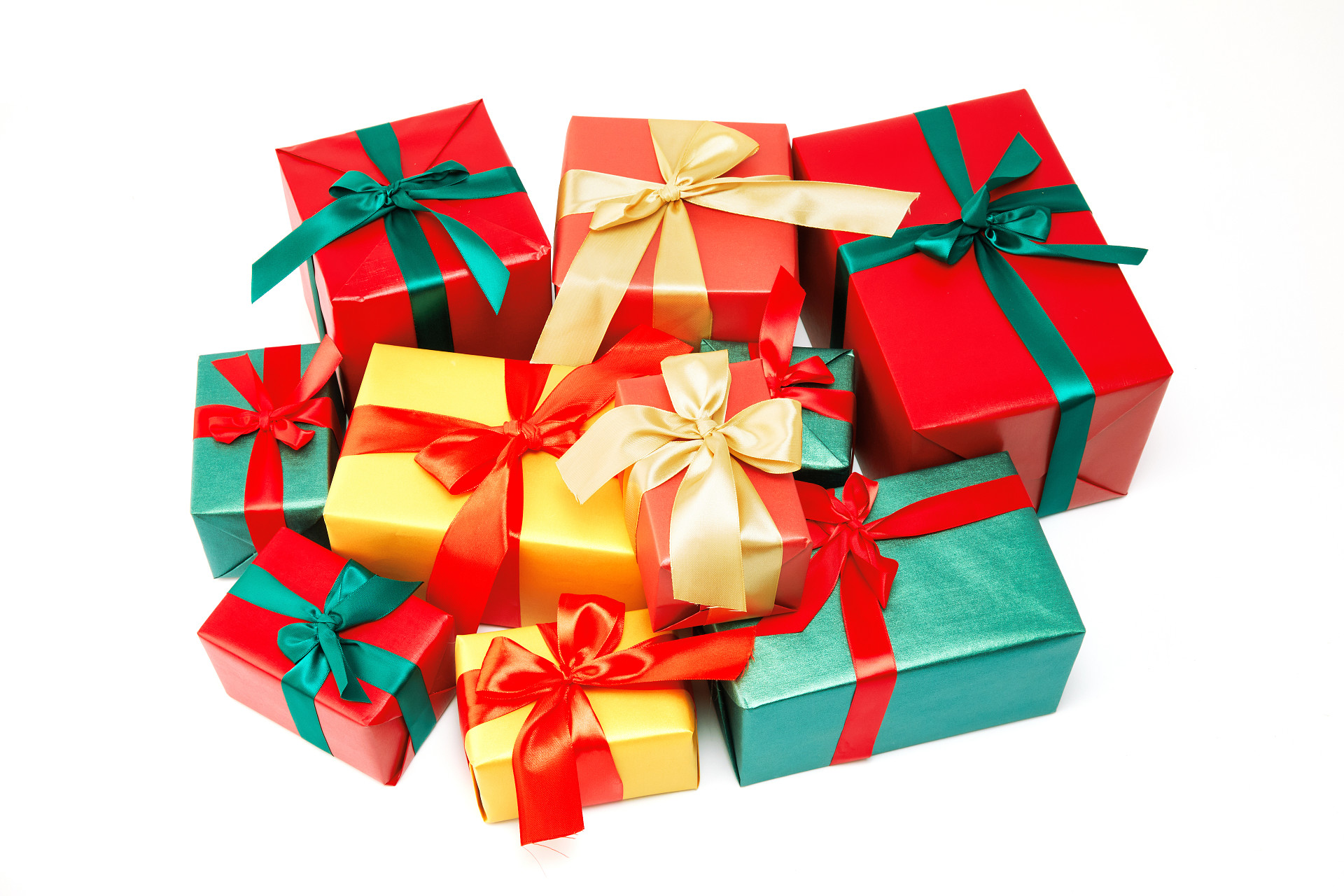 白底彩色礼物盒礼品盒圣诞节圣诞元素