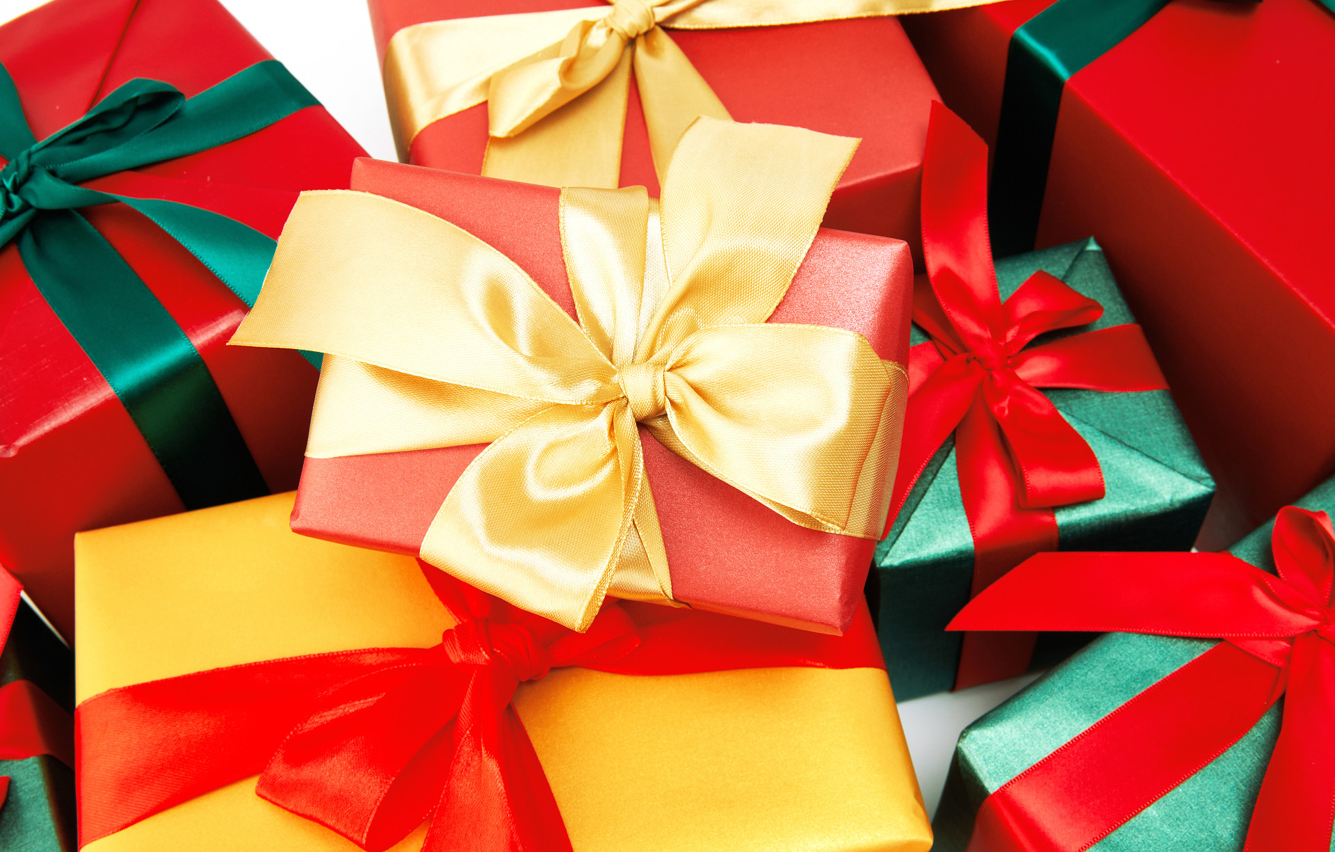 平铺礼盒一堆礼盒彩色礼物盒礼品盒圣诞节圣诞元素