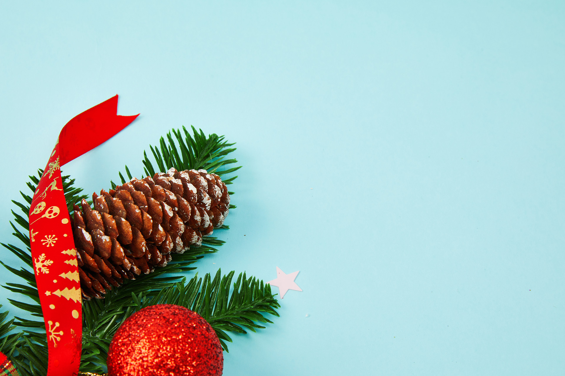 蓝底星丝带圣诞快乐圣诞节圣诞元素