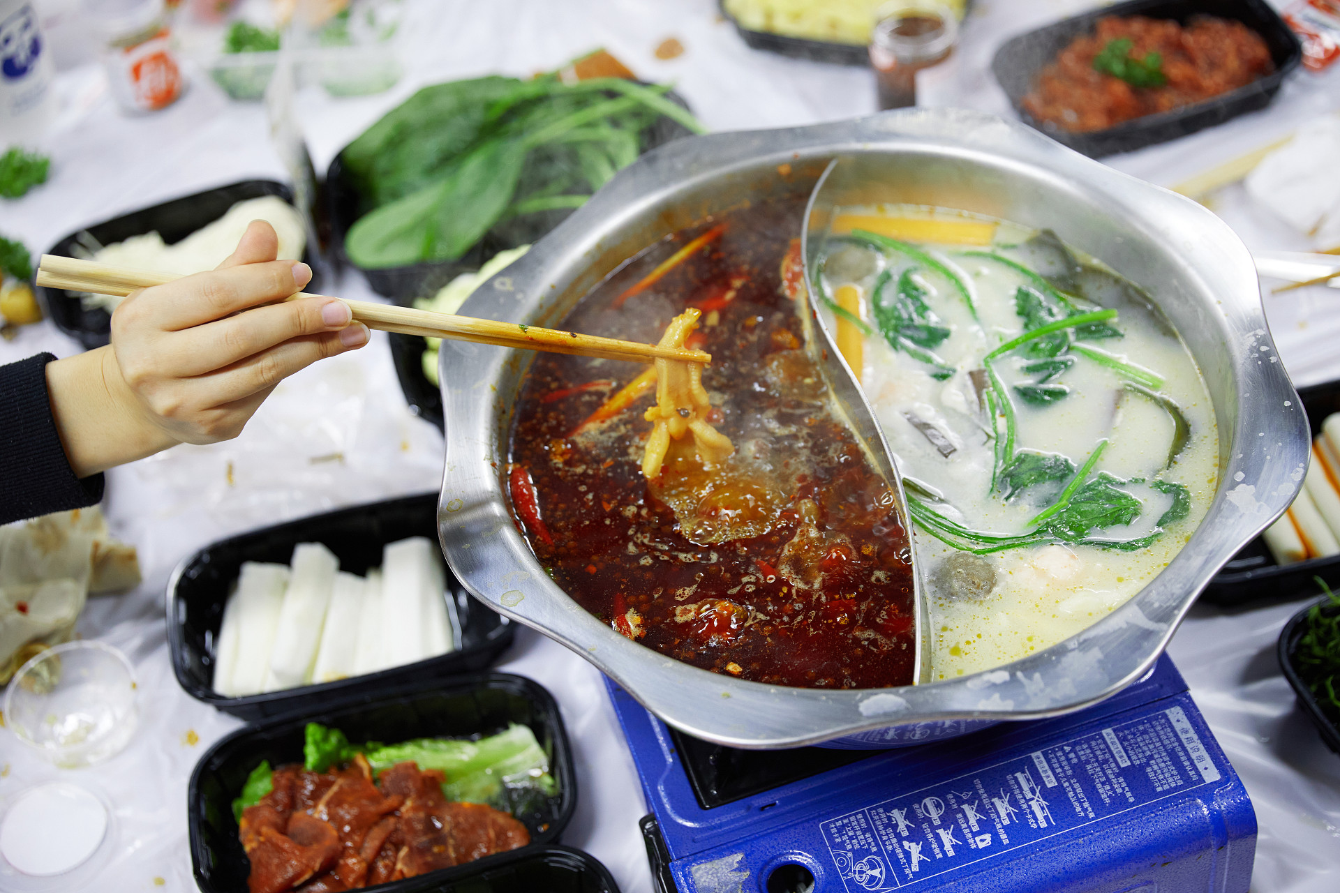 火锅鸳鸯锅涮火锅涮羊肉美食美味聚餐