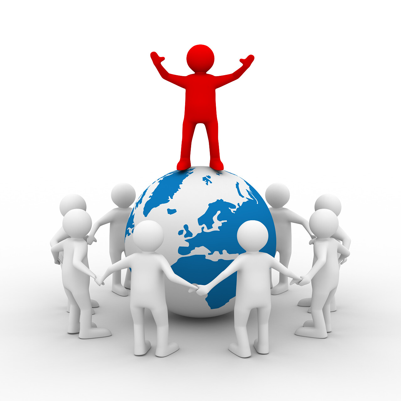 3d抽象小人白色小人领导力团队管理模型概念领导力执行力创业平台领导力提升