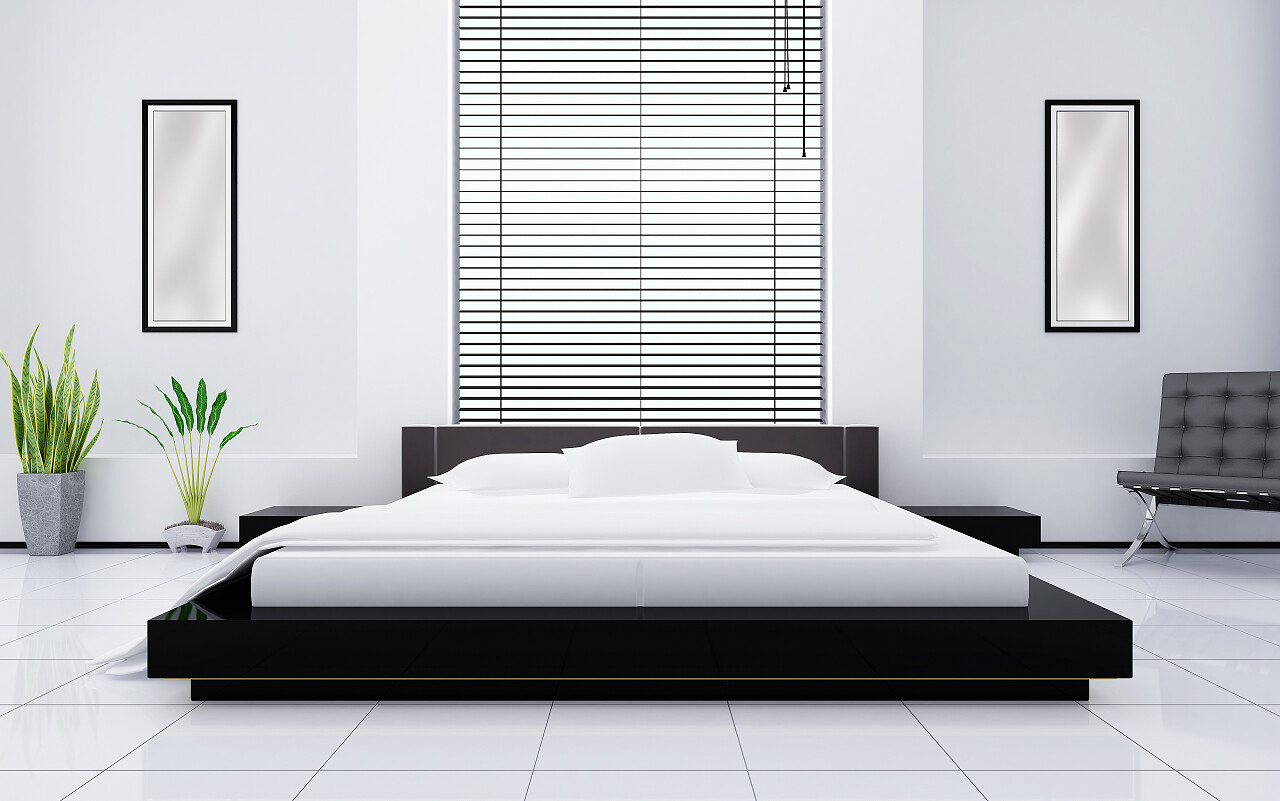 商务简约黑白大气现代家居家居家装装修设计3d建模卧室室内设计