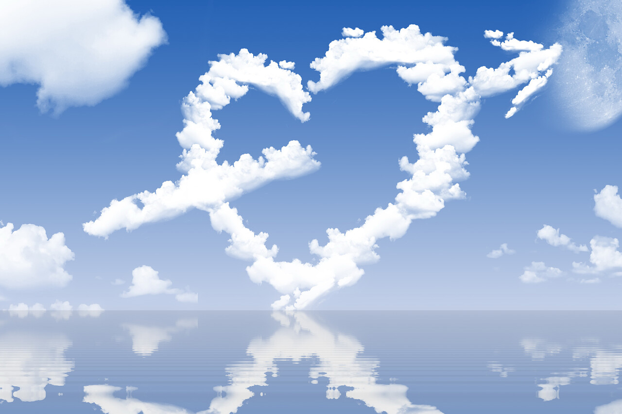 创意天空中的爱心箭头七夕520情人节214情人节