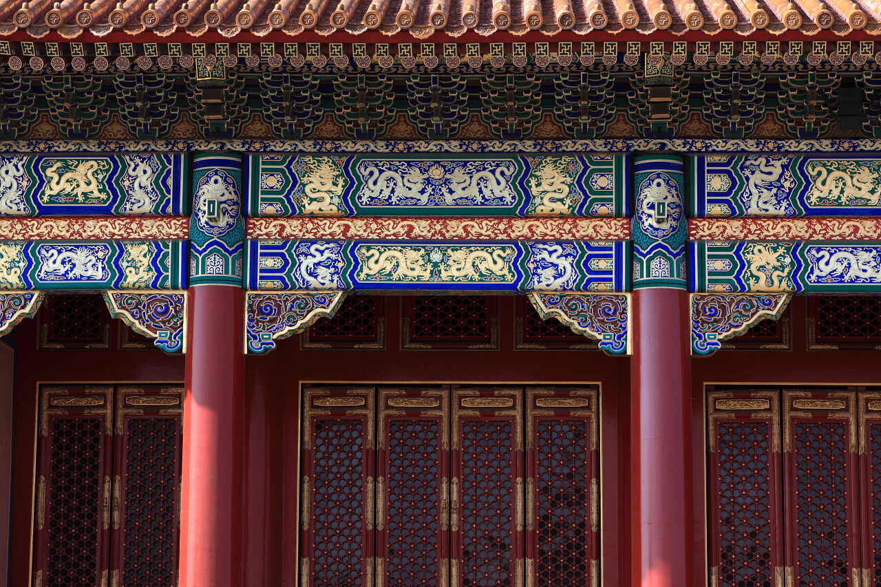 中国传统建筑故宫柱子房檐