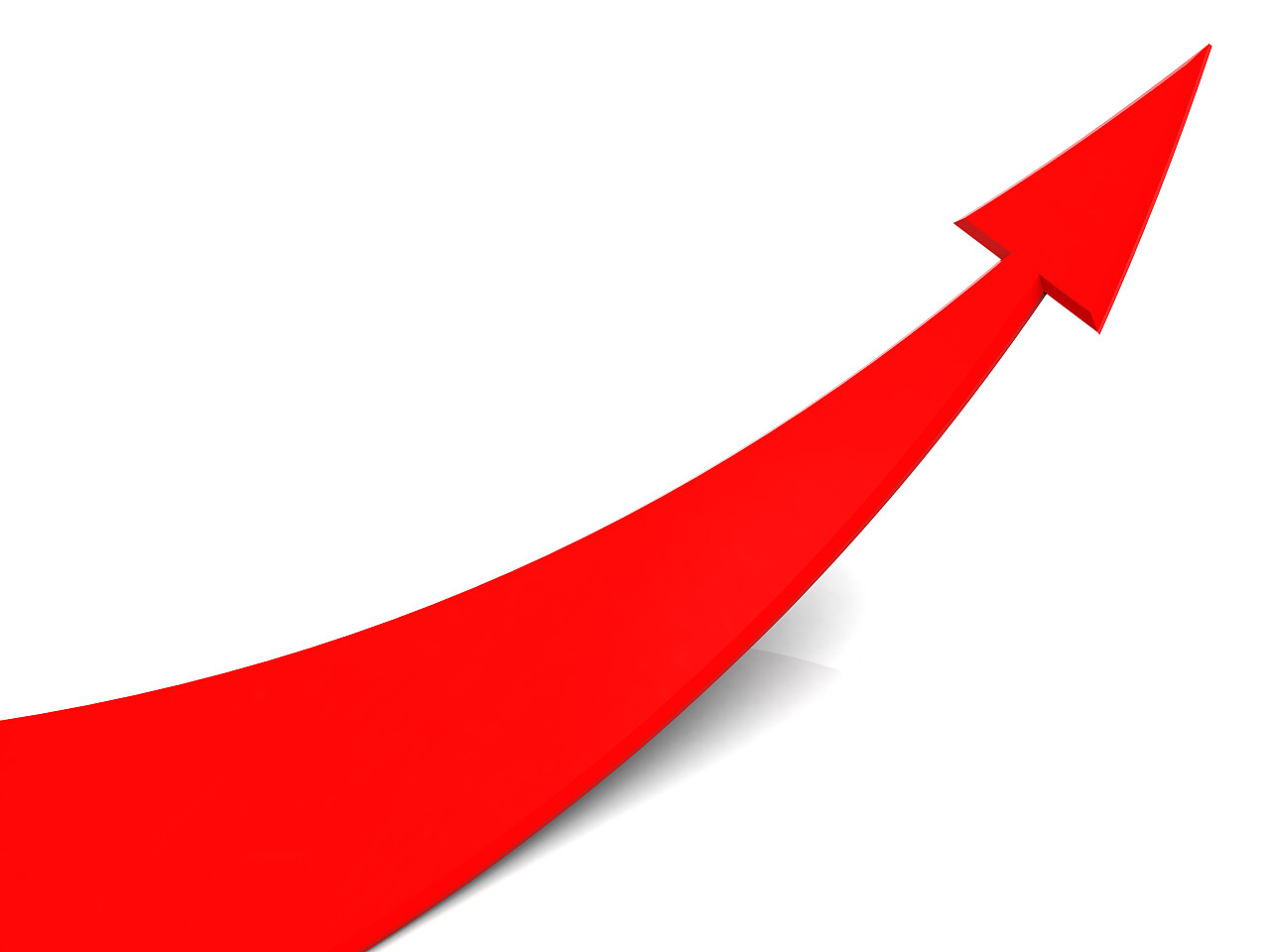 白色底抽象的3d插图红色向上上升箭头提升箭头提升