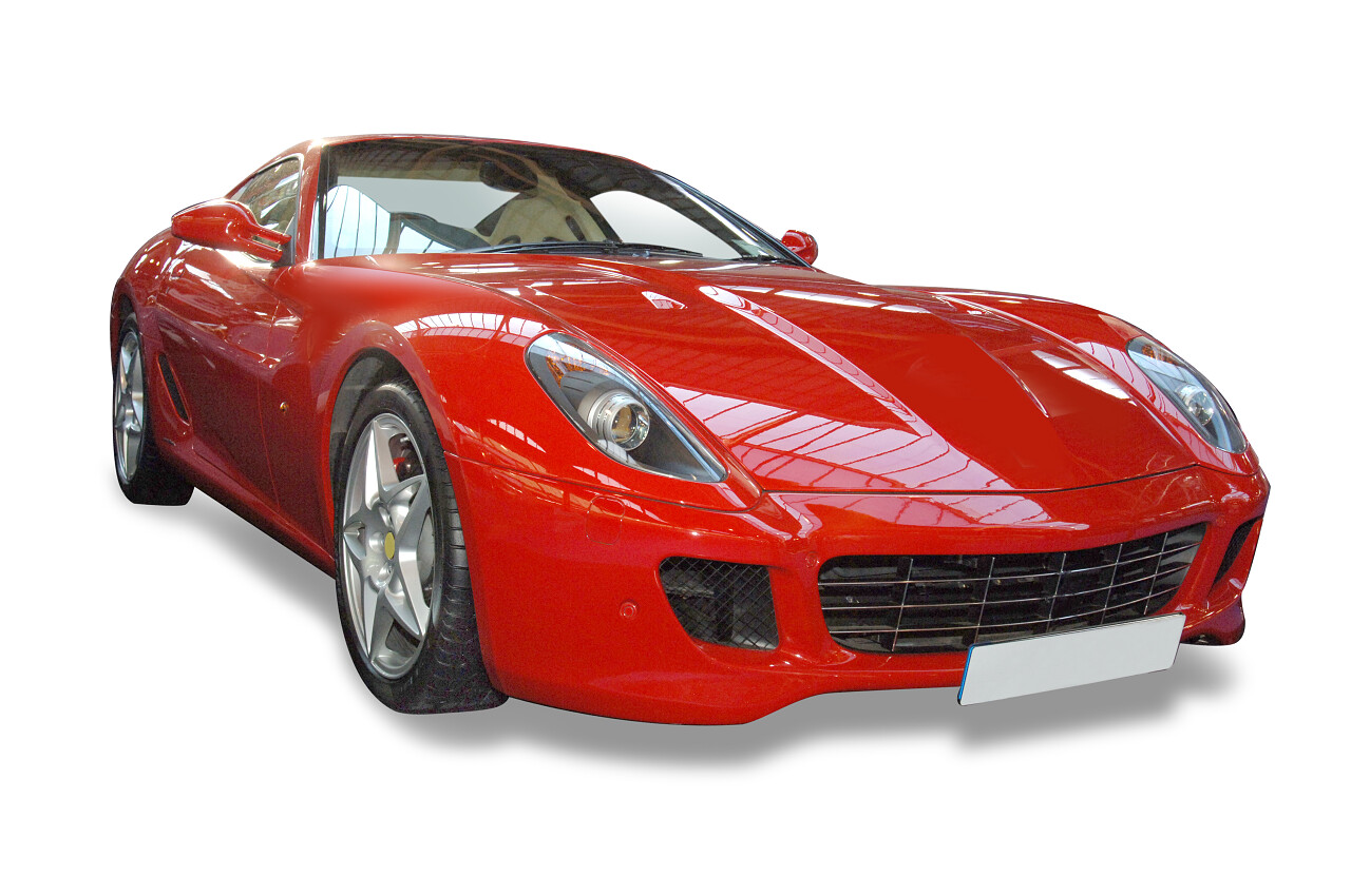 白底一辆时尚意大利红色跑车