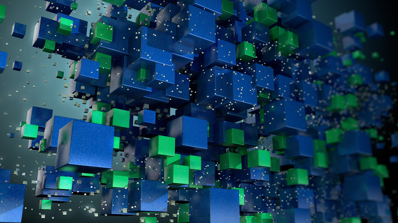 立方体粒子在虚拟空间中飞行