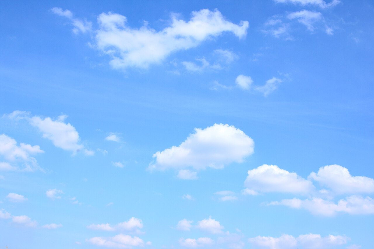 蓝蓝的天空和很多小的云彩