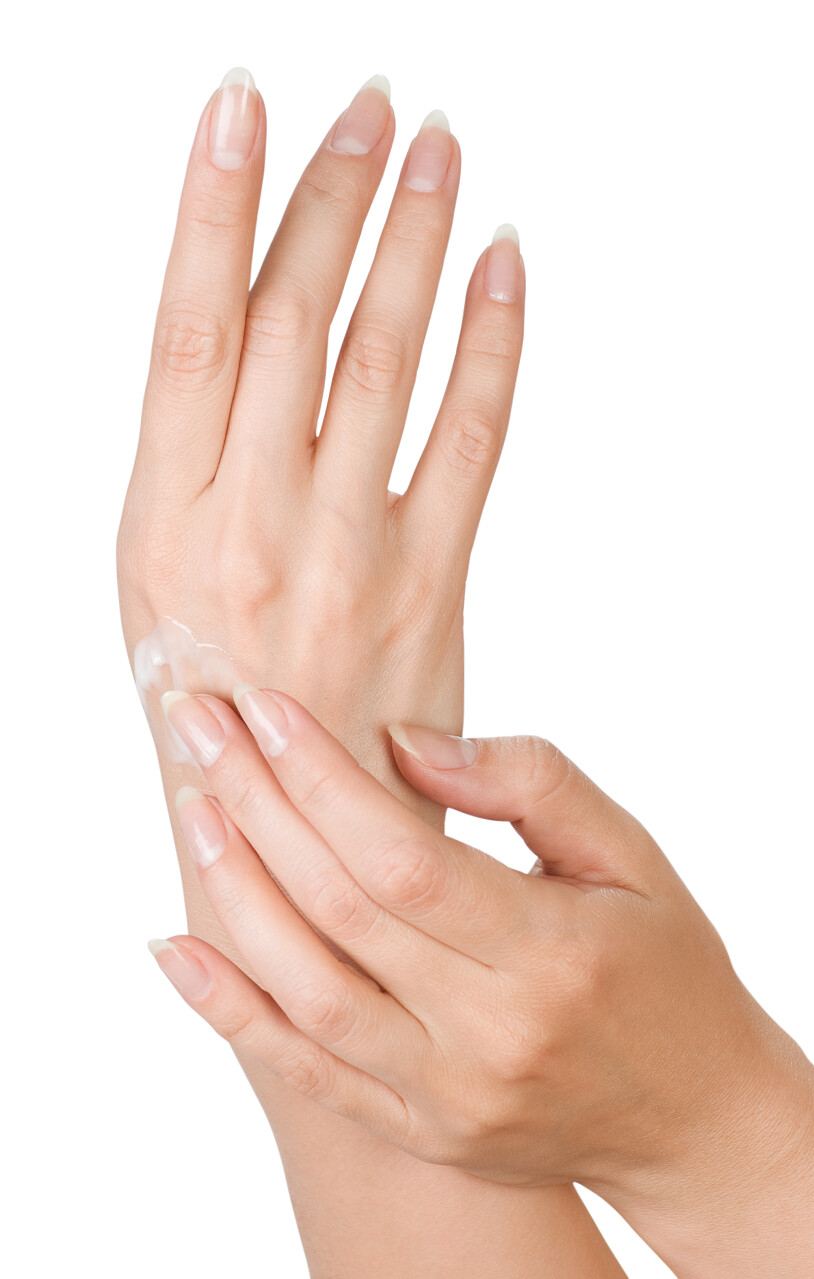 白底女人手掌手部保湿手部护理护手霜