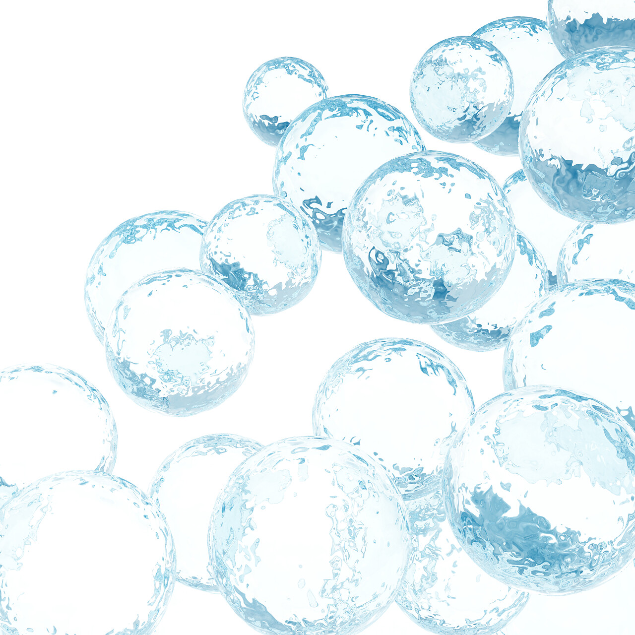 白底蓝色透明水珠水球水滴