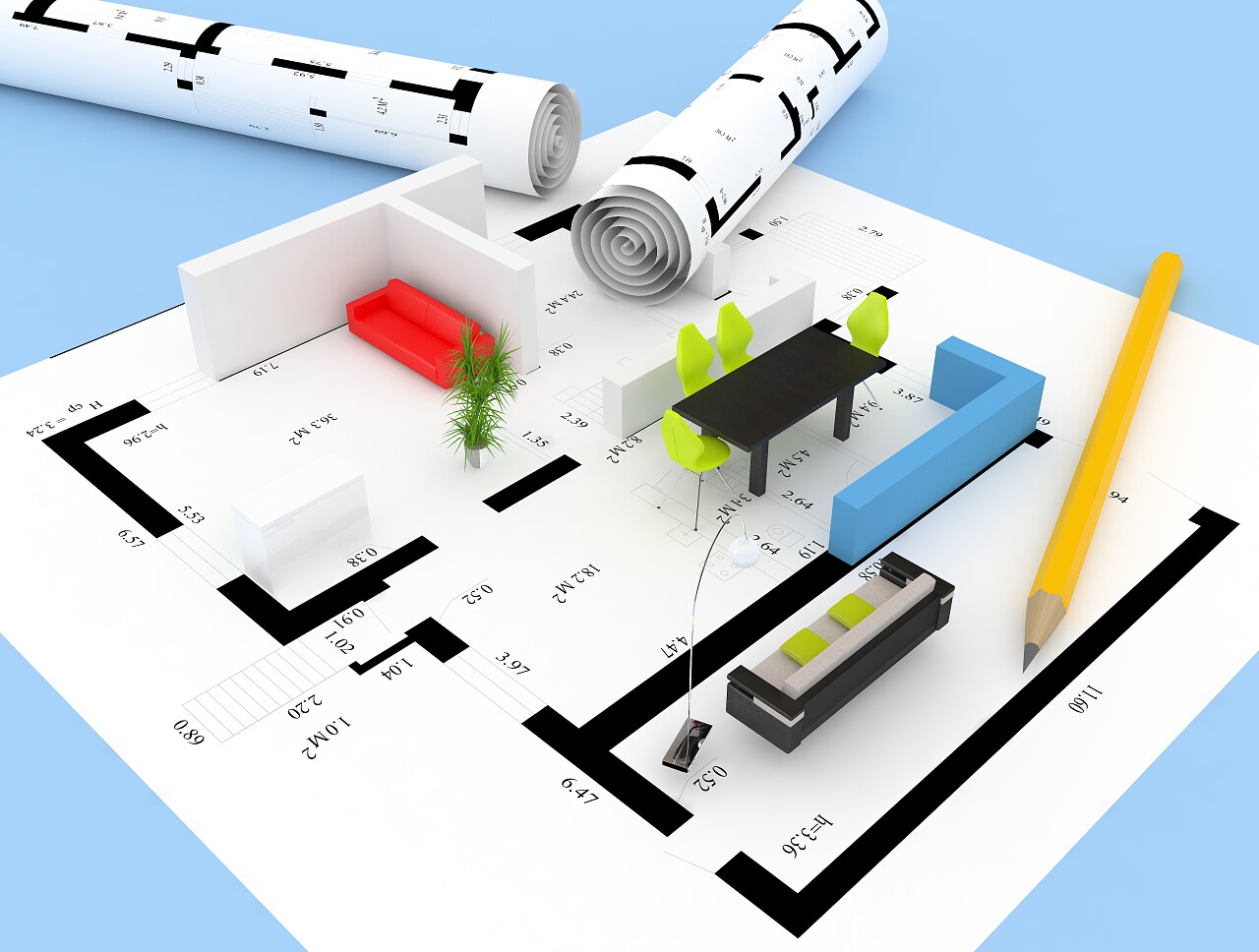 房屋模型设计图纸立体图室内设计