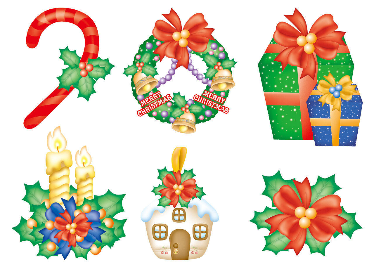 白色背景下的圣诞卡通设计元素