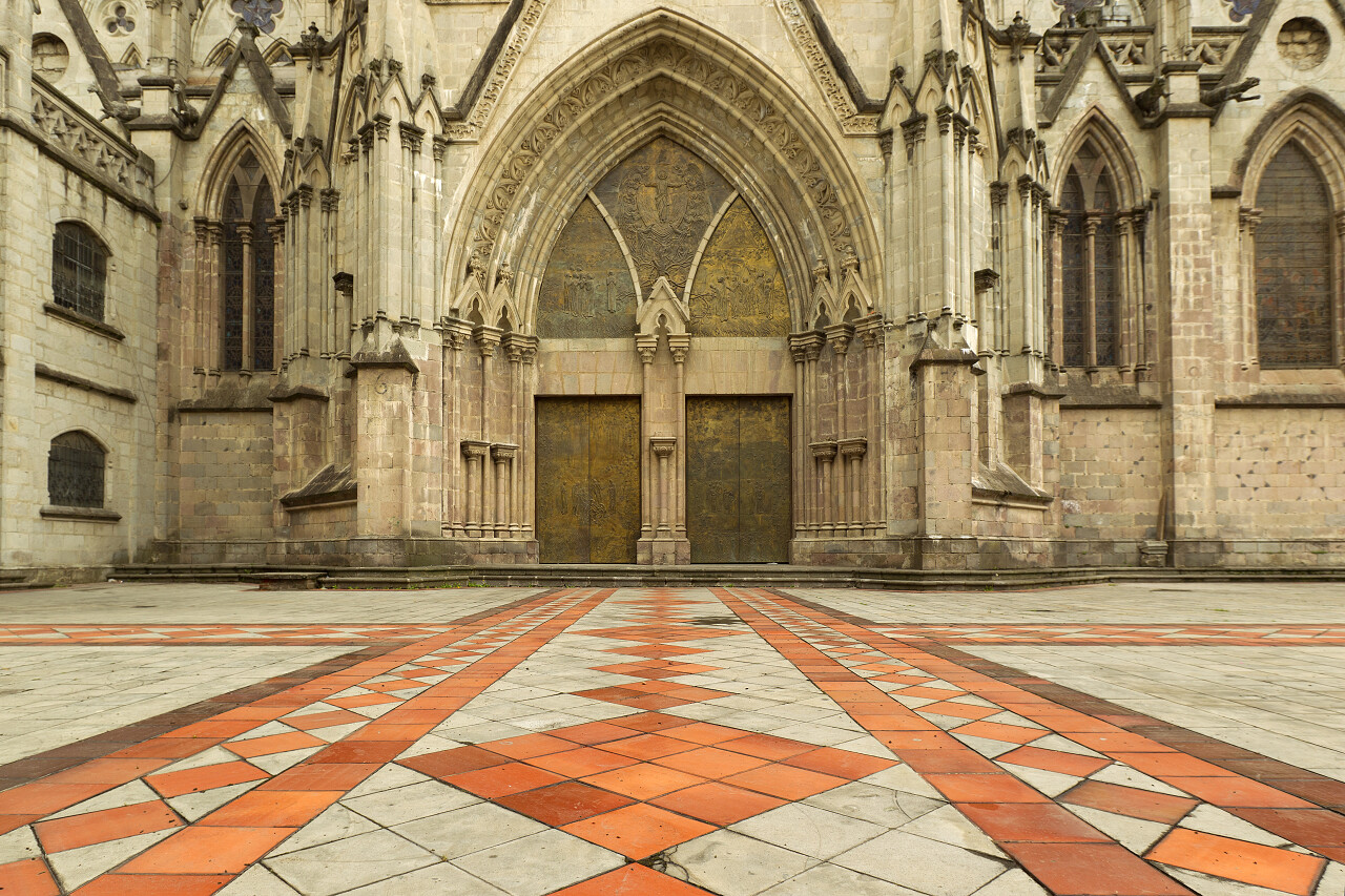 国外建筑景观旅游旅行厄瓜多尔基多民族大教堂入口