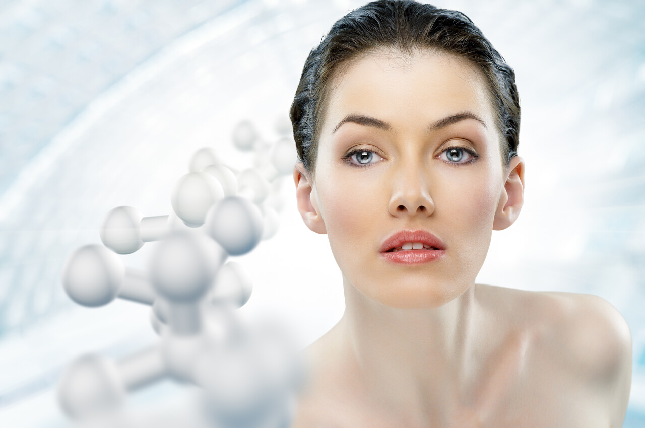 生物科技背景美丽的健康欧美女孩人物图片