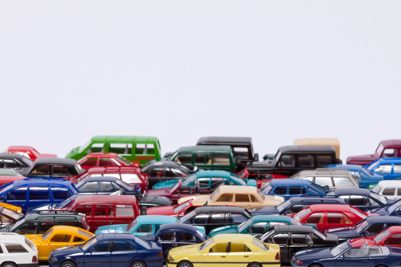 拥挤的多彩汽车模型