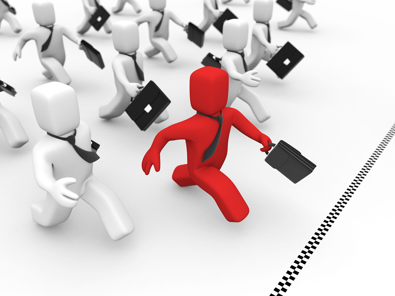 白底3d奔跑的商务小人领头的红色小人业务挑战团队执行力领导力执行力创业平台领导力提升图片