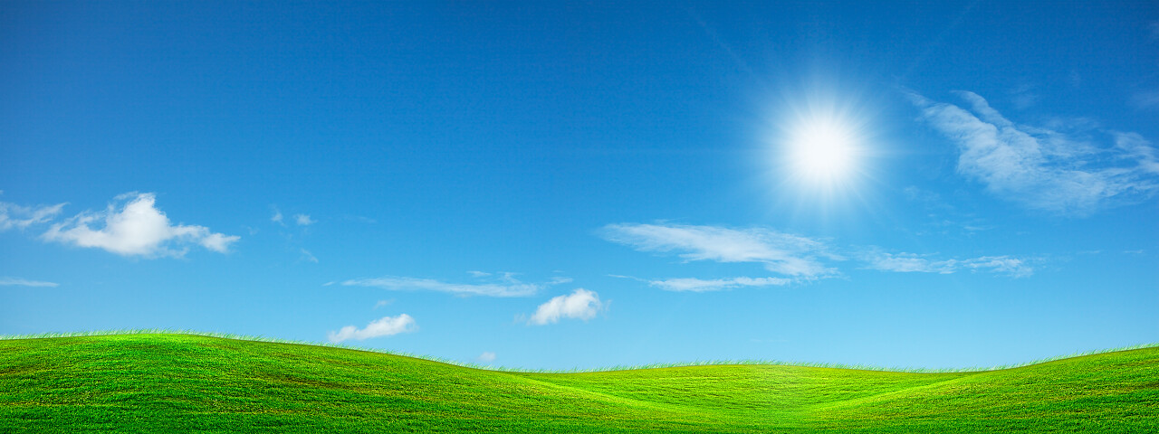 蓝天白云绿草地壁纸桌面风景