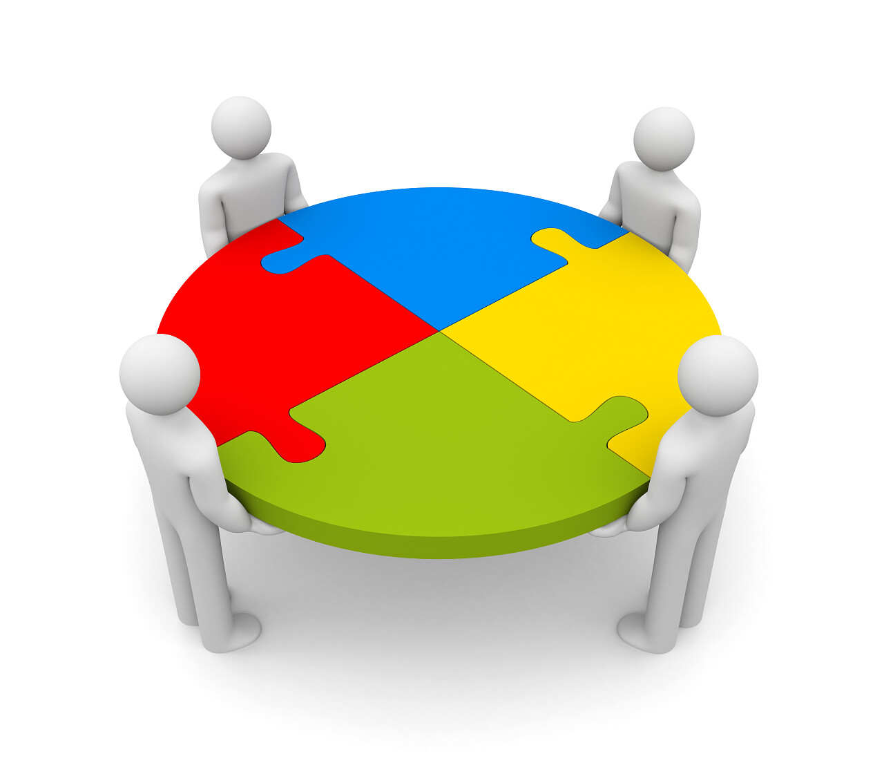 白底团结协作的人商业概念执行力团队拼图