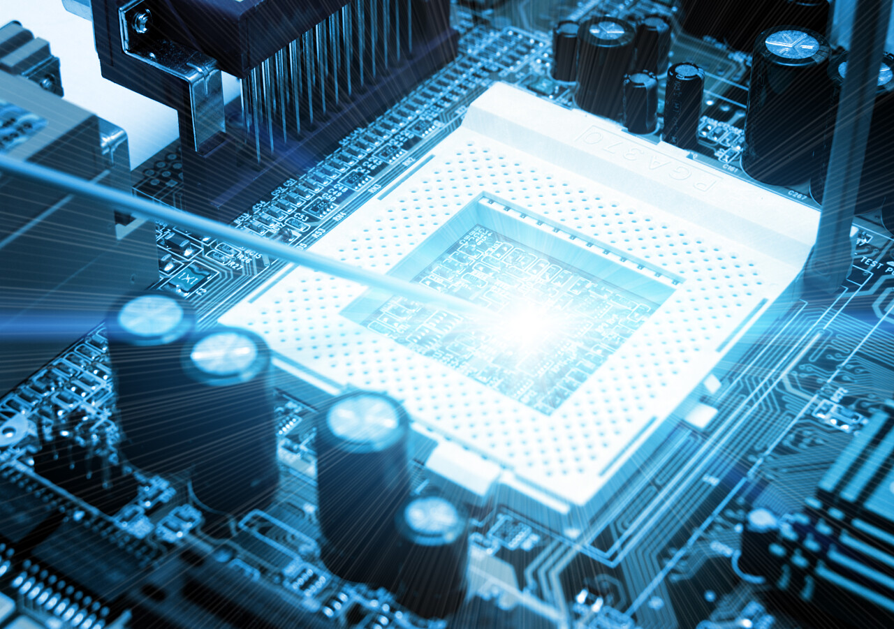 蓝色电路板高科技抽象