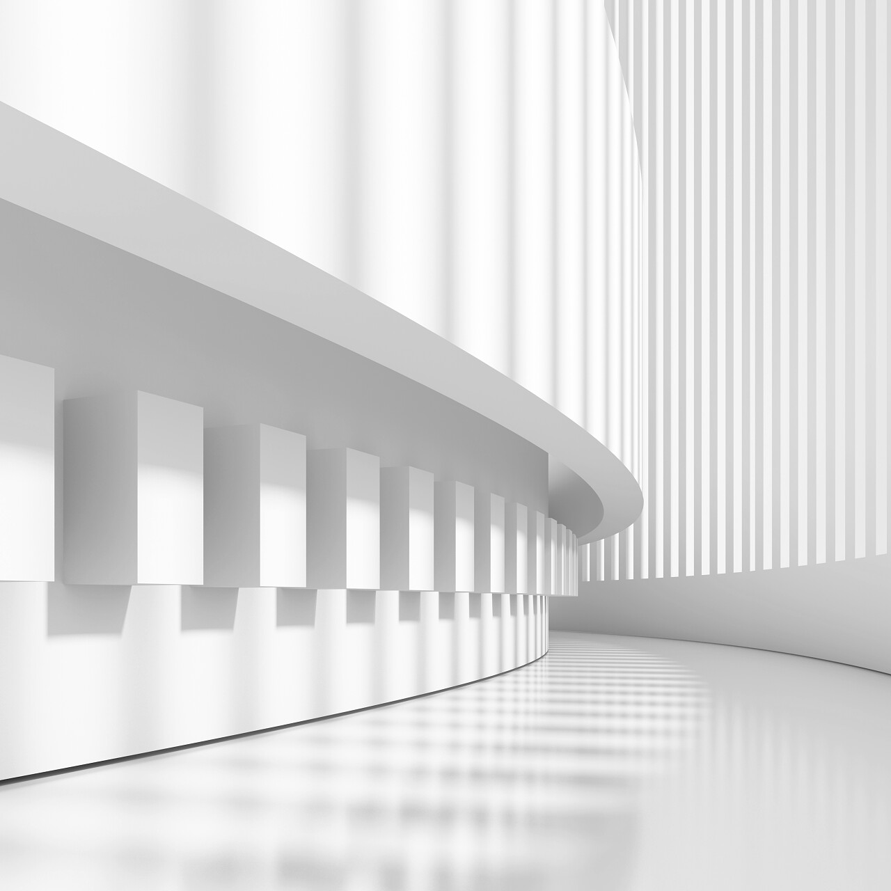 白色未来派建筑设计的 3d 插图