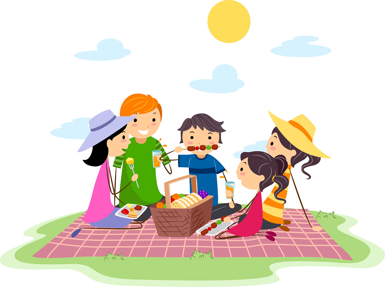 一家人野餐的插图幸福一家人