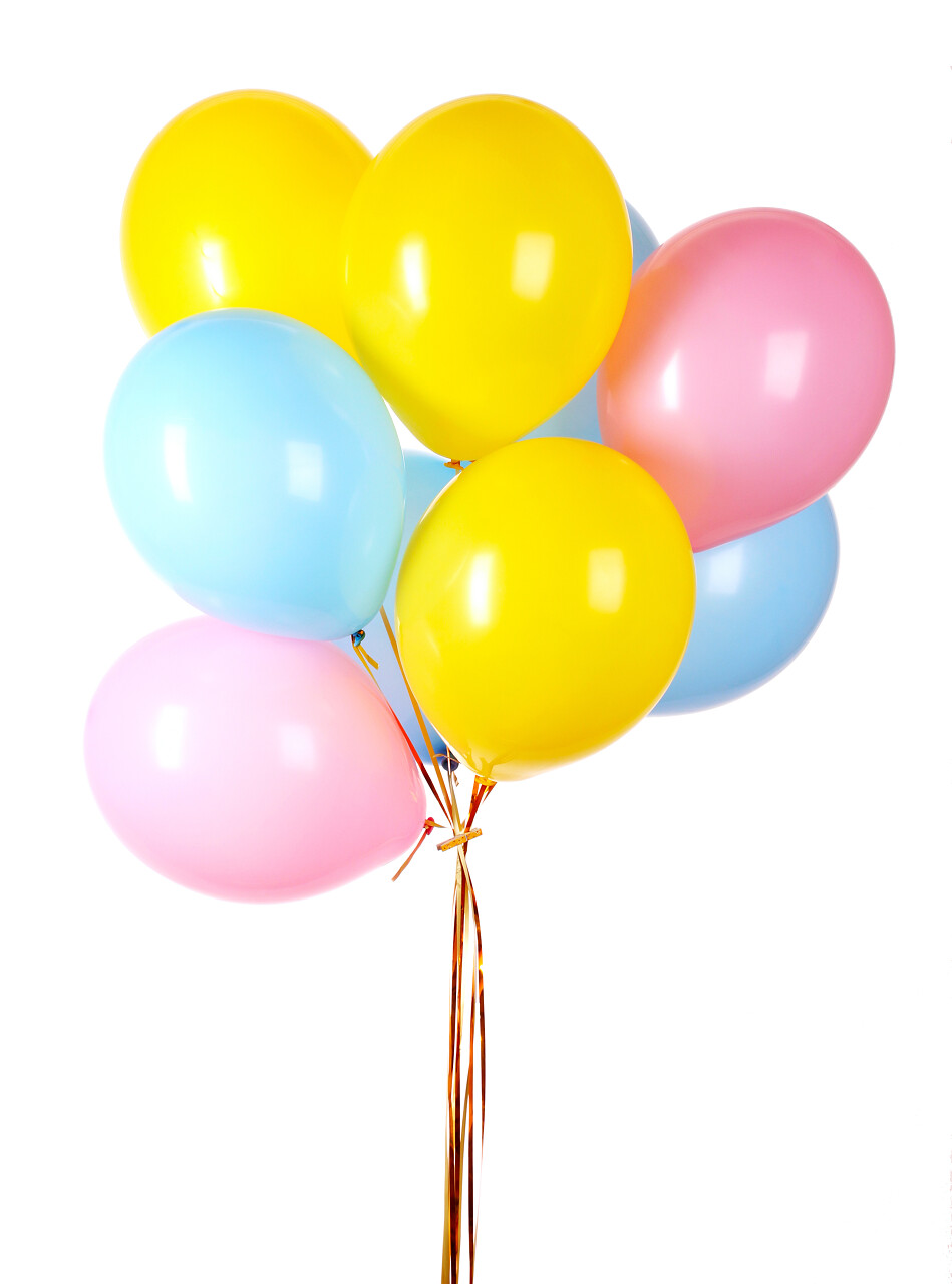 白底彩色飞行的气球上