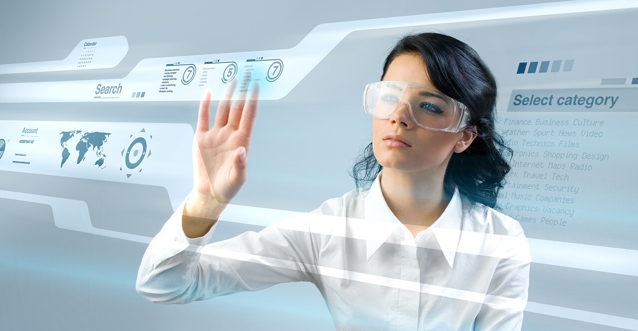 使用新技术的漂亮小姐卓越的室内业务接口系列美好未来互联网平台