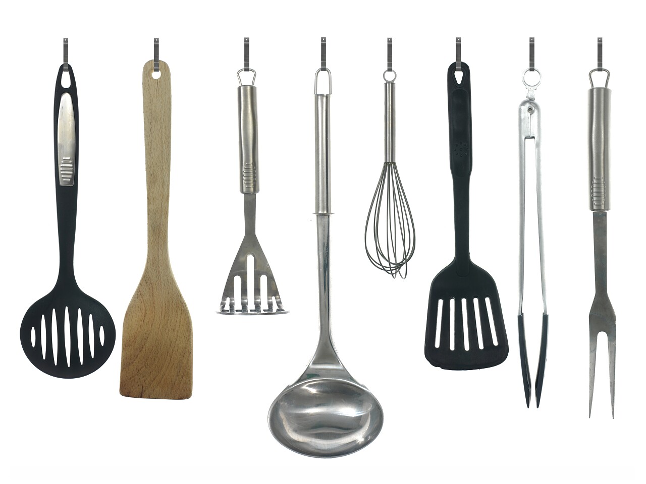 白色背景上孤立的厨房用具