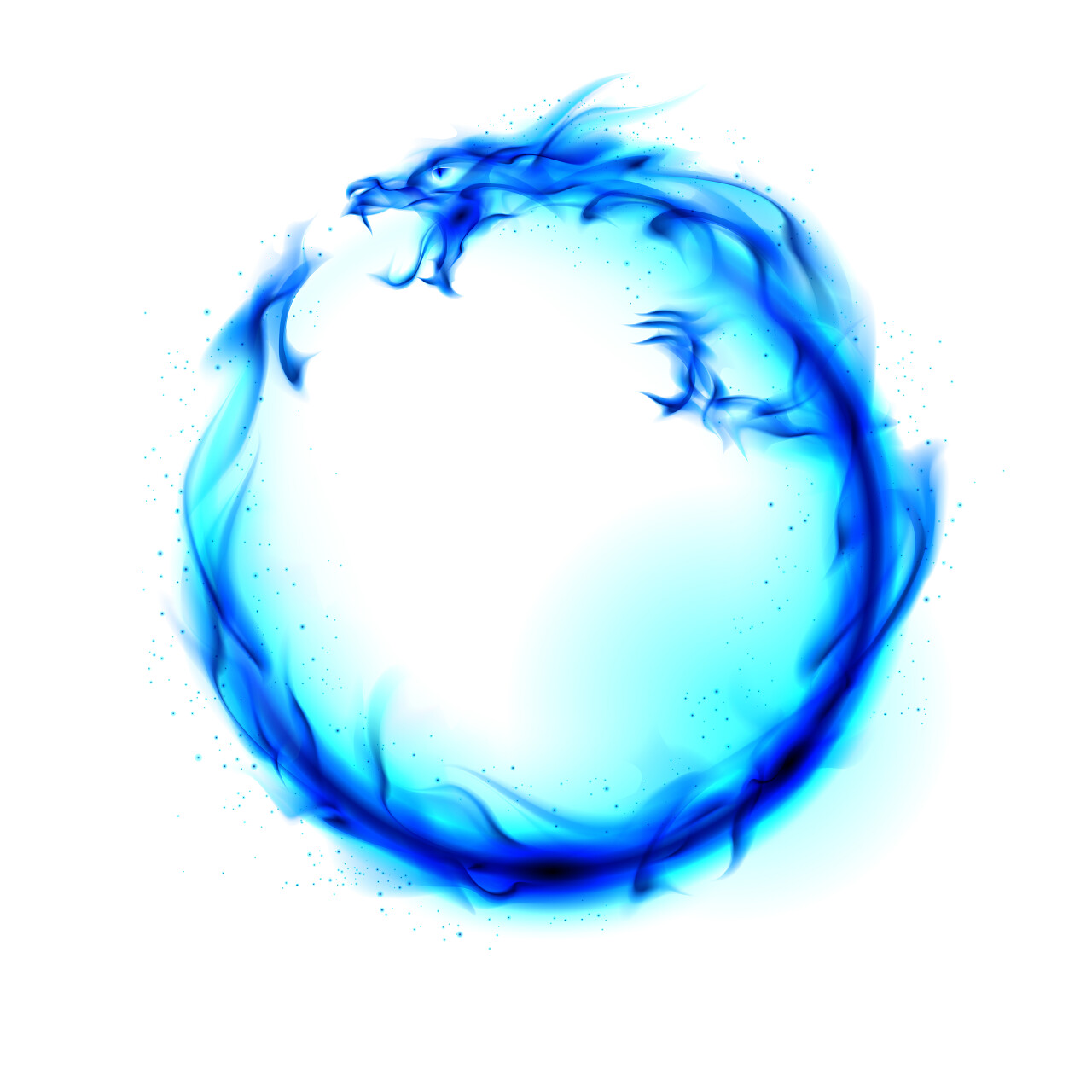 抽象蓝色火龙设计在白色背景上的插图