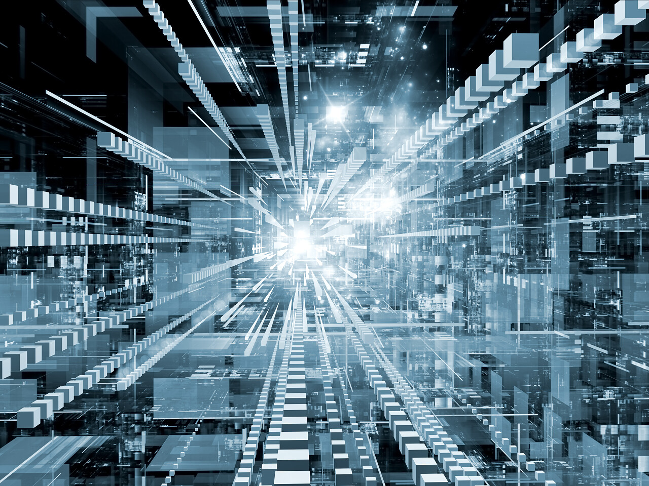 技术背景和三维空间中关于这个问题的数据传输进步和活力的现代科学的抽象元素的相互作用