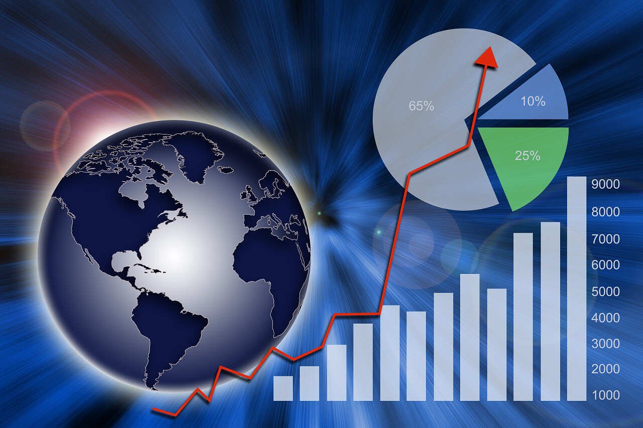 抽象金融图表图形和全球经济指标提升
