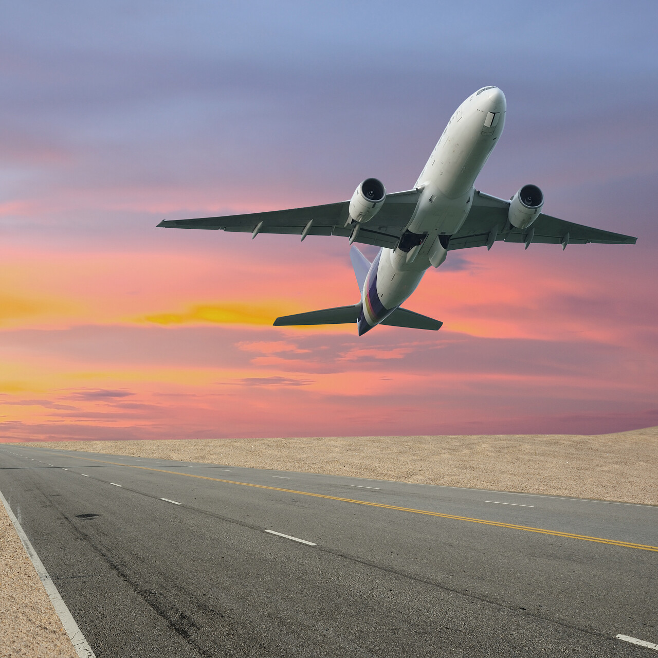 大型喷气式飞机起飞跑道飞机旅游