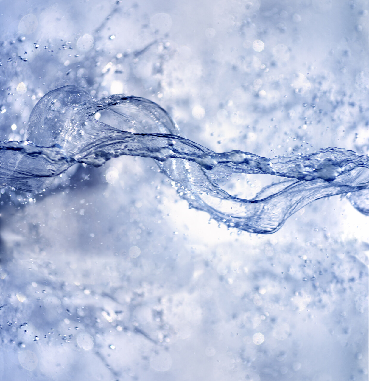 蓝色的溅起的水花水泡背景