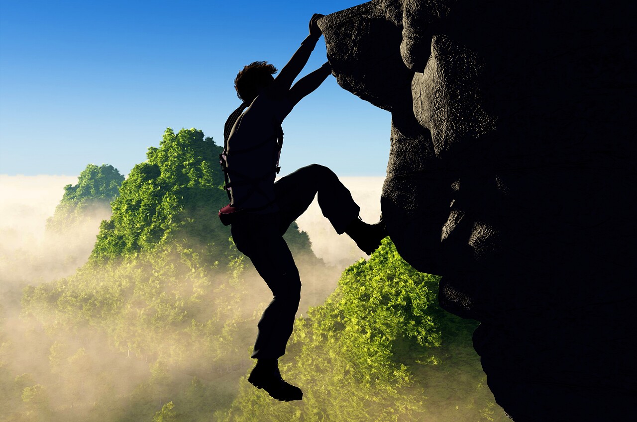 山中的剪影努力努力坚持不懈