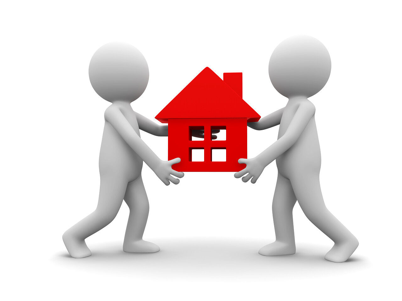 两个运输红房子的卡通人物