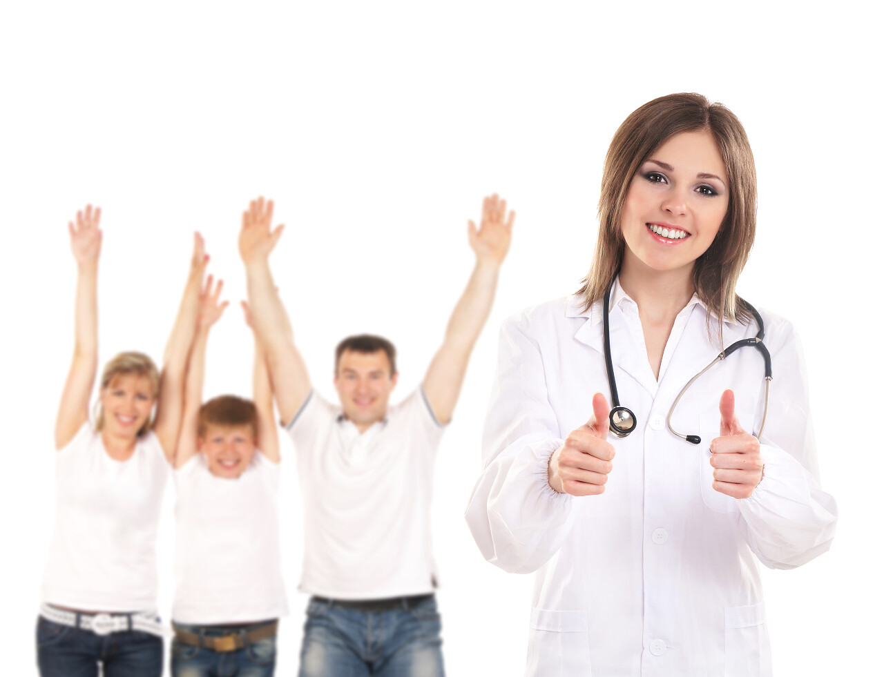 给家庭带来幸福健康的职业女医生形象照幸福一家人幸福家庭