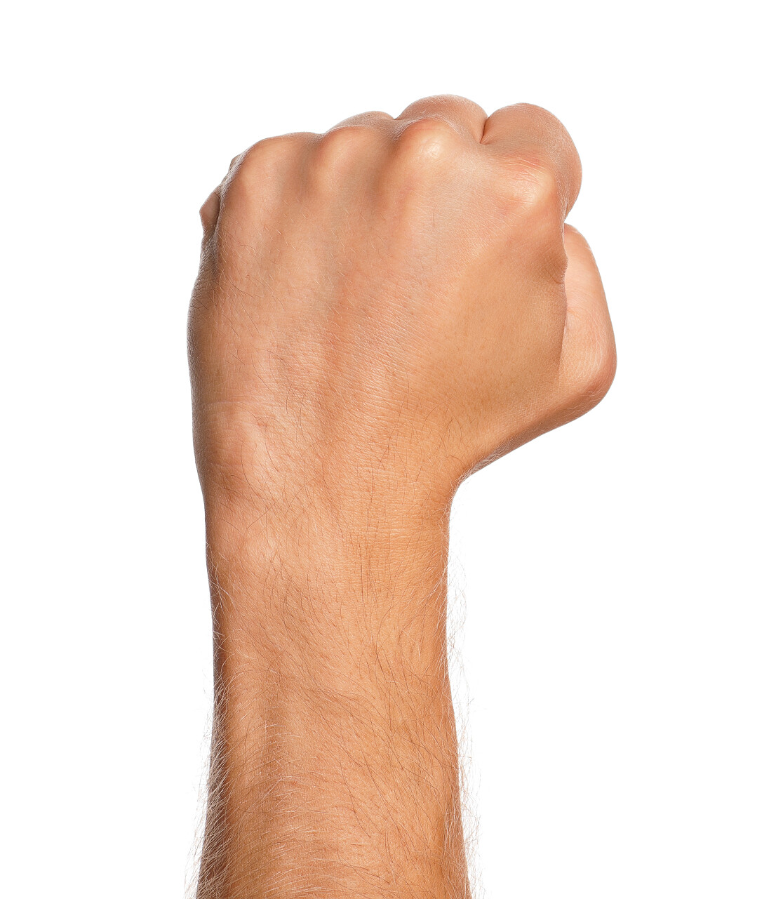 在白色背景下隔离的人的手奋斗拳头加油拳头胜利