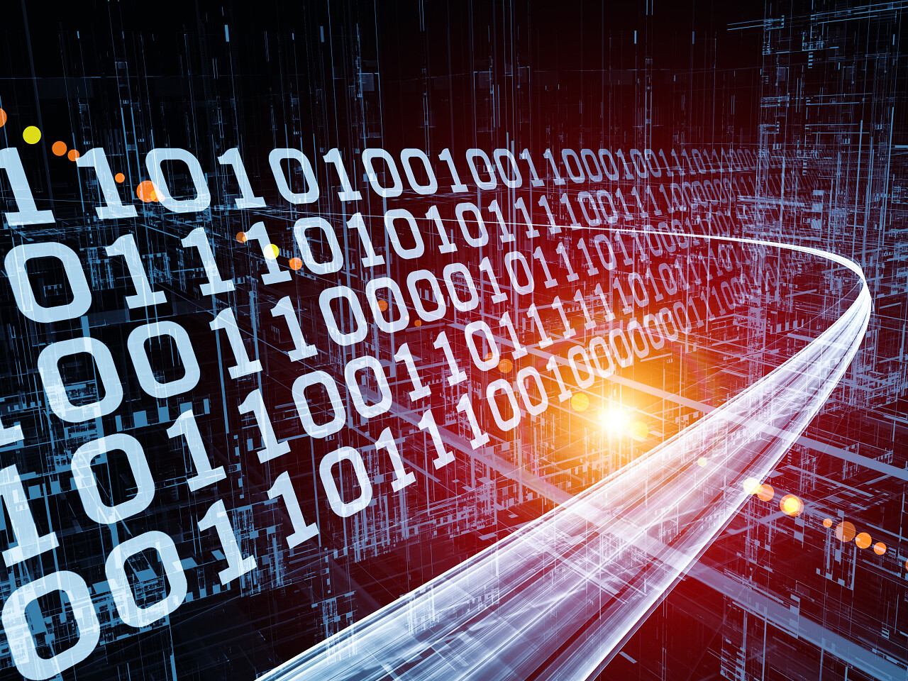 数字流系列数字灯和设计上的元素通信数据传输和虚拟现实技术主题